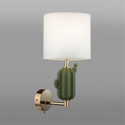 Бра с выключателем Cactus 5425/1W Odeon Light  на 1 лампа, основание золотое зелёное в стиле современный  фото 4